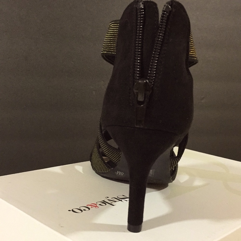 Seleste Black/Gold Heels NWOT SIZE 8 Style & Co‎ - Picture 3 of 6